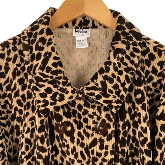 Kiko Leopard Corduroy Double Breasted Jacket One Size - Picture 3 of 6